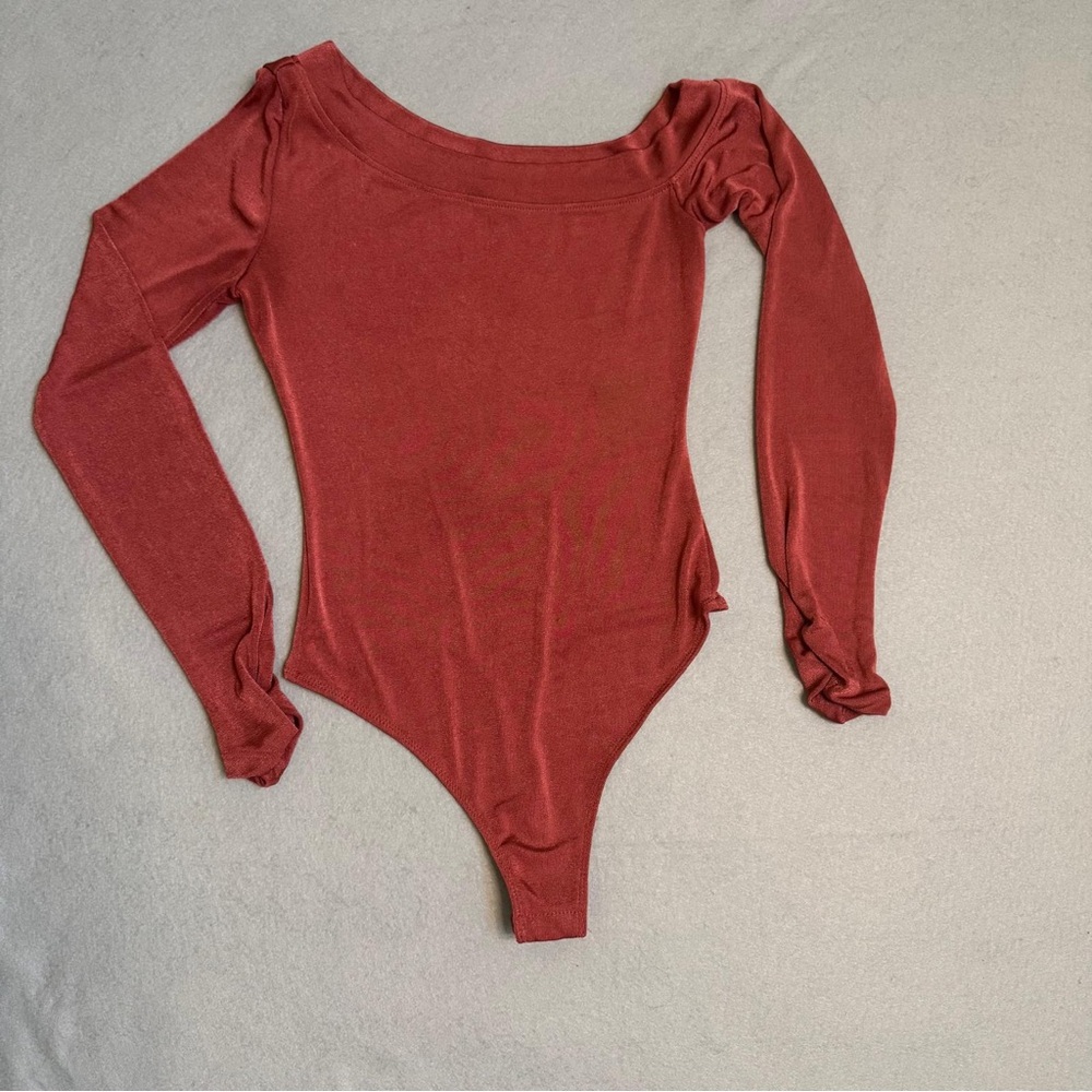 Free People Intimately | Rust Red | One Shoulder | Long Sleeve Bodysuit | Size S
